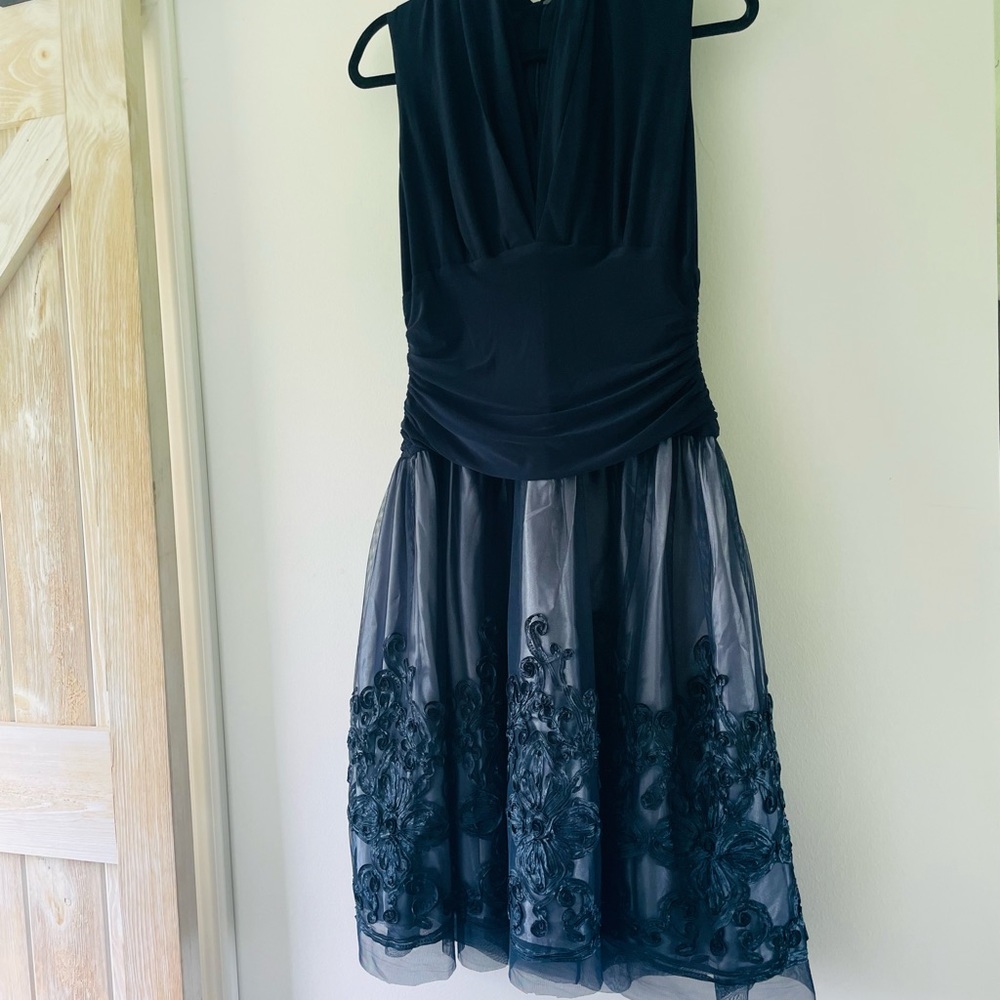 Deep Blue Ruffle Dress - Picture 4 of 7